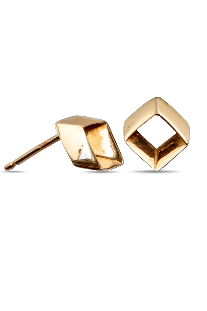 9ct Gold Rhombus Stud Earrings