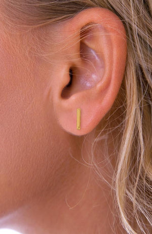 Gold Bar Slim Stud Earring