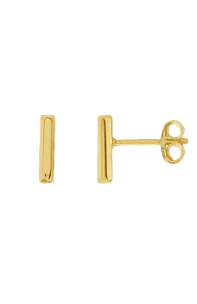 Gold Oblong Stud Earrings / Nina B Jewellery