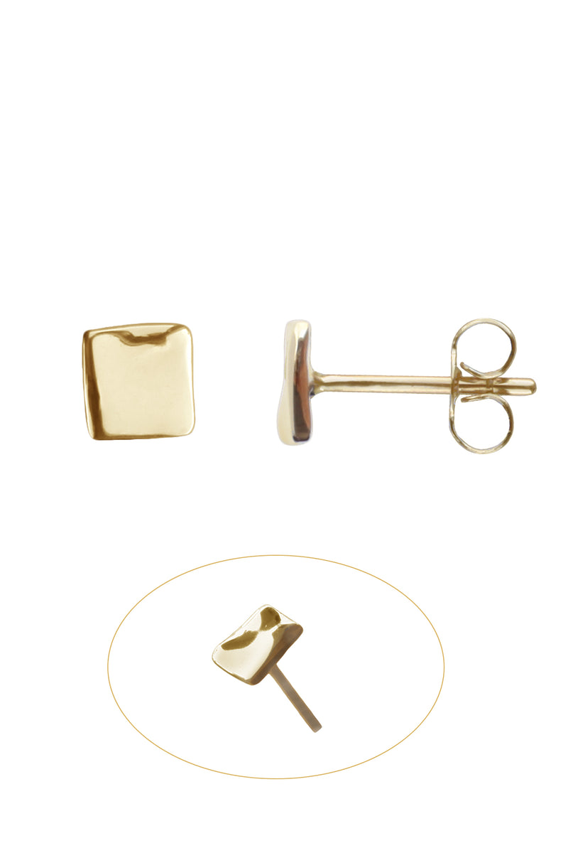 Gold Square Stud Earrings / Nina B Jewellery