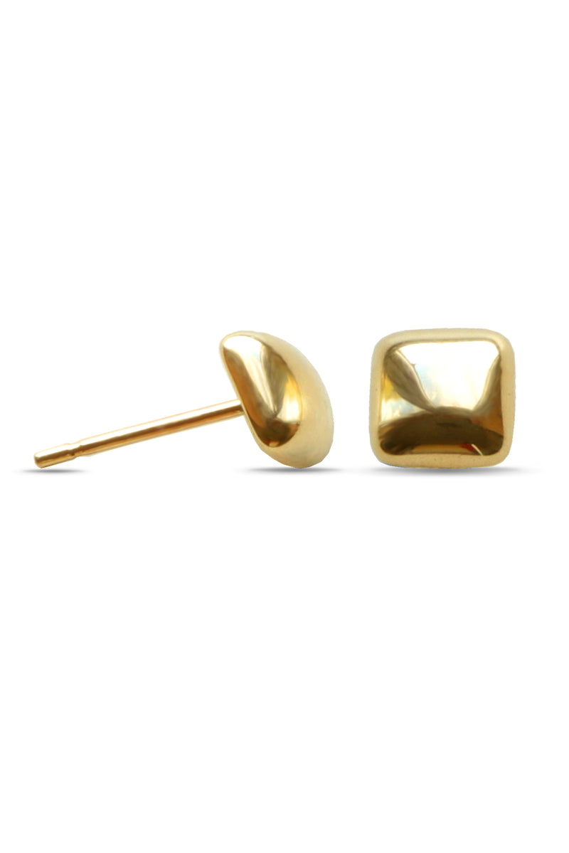 Gold Cushion Stud Earrings