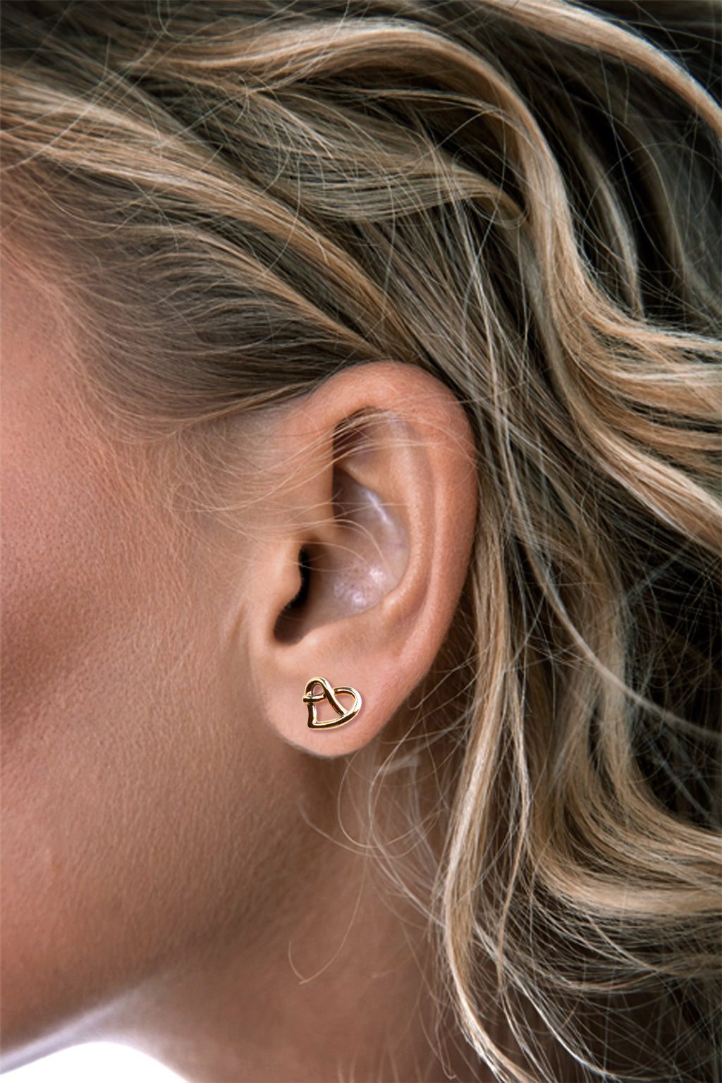 Gold Heart Knot Stud Earrings