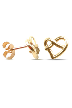 Gold Heart Knot Stud Earrings