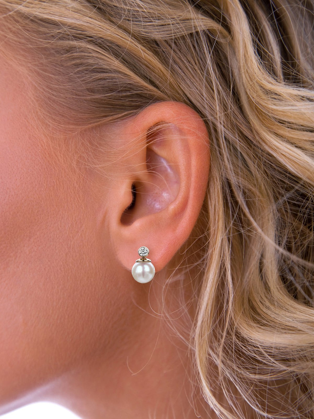Diamond and Akoya Pearl Gold Earrings
