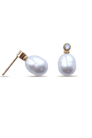 9ct Gold Diamond & Freshwater Pearl Earring