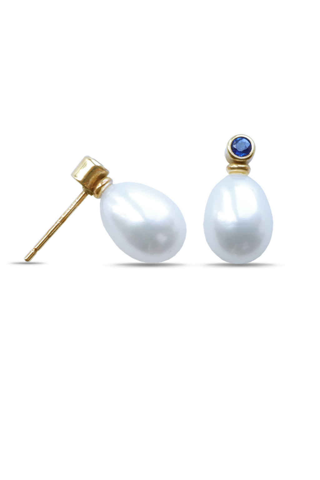 9ct Gold Earring Sapphire & Freshwater Pearl