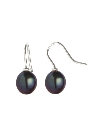 Freshwater Black Pearl Gold Drop Earrings