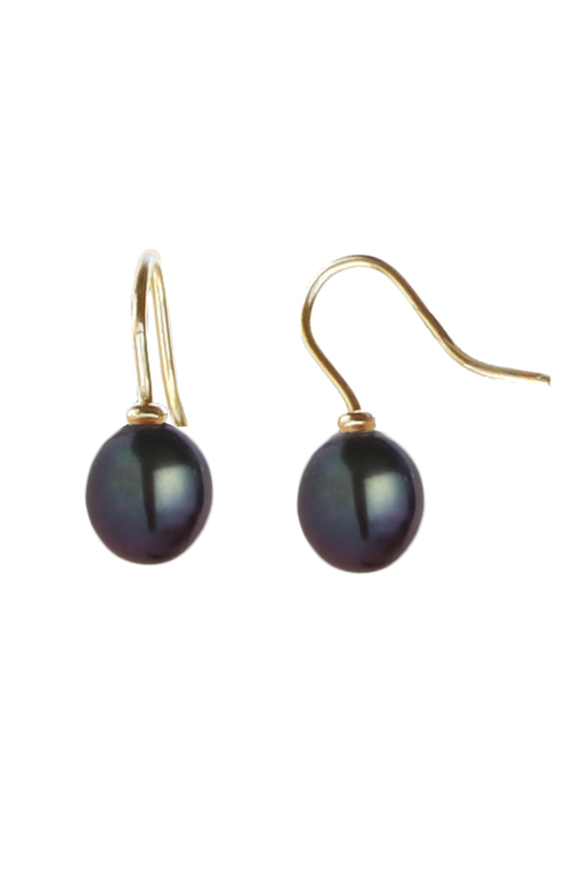 Freshwater Black Pearl Gold Drop Earrings – NinaBreddal
