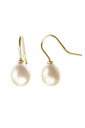Freshwater Pearl Gold Drop Earrings