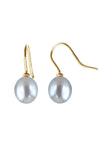 Freshwater Black Pearl Gold Drop Earrings