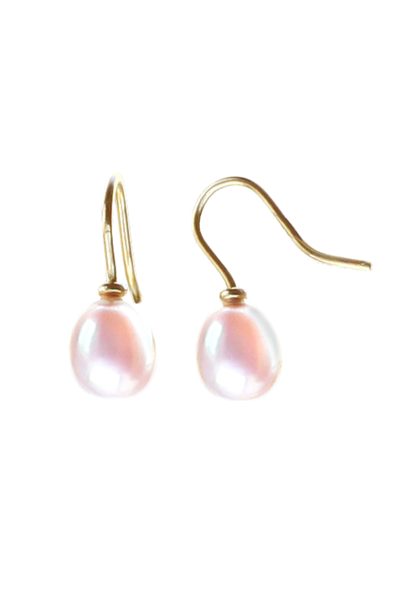 Freshwater Pink Pearl Earrings in 9ct Yellow Gold
