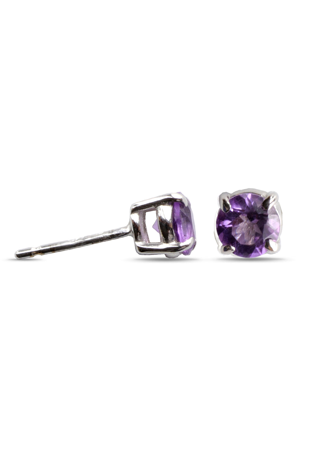 White Gold Faceted Stud Earrings