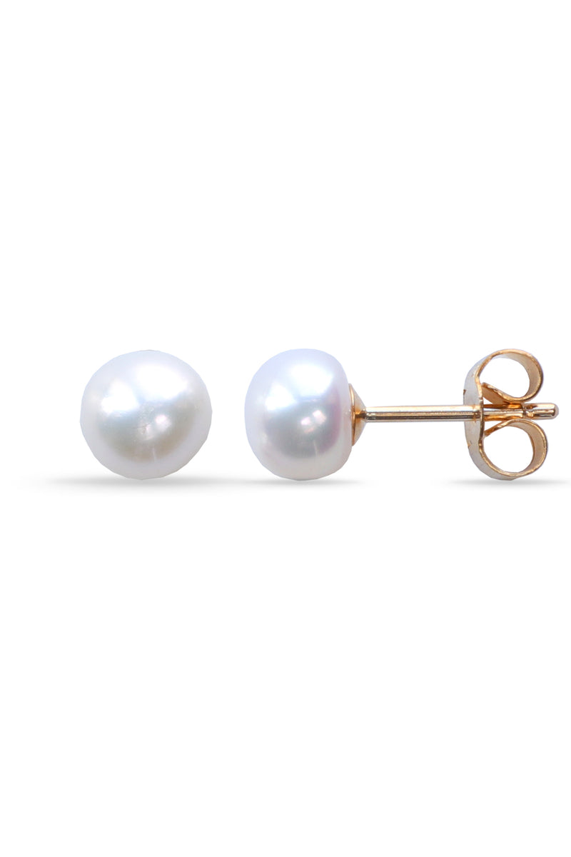9ct Gold Earring Freshwater Button Pearls
