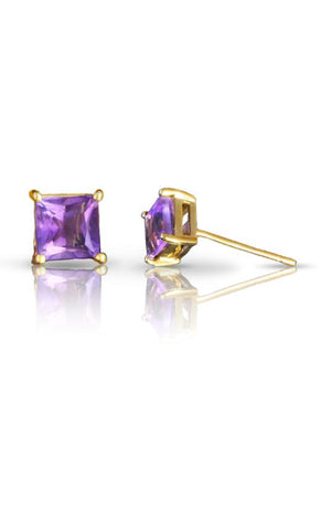 CZ Gold square stud earrings