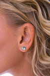 Blue Topaz Gold square stud earrings