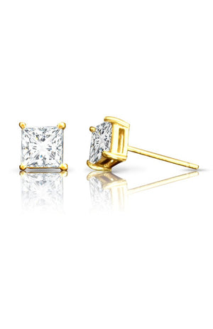 Amethyst Gold square stud earrings