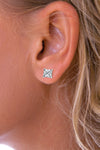 CZ White Gold square stud earrings