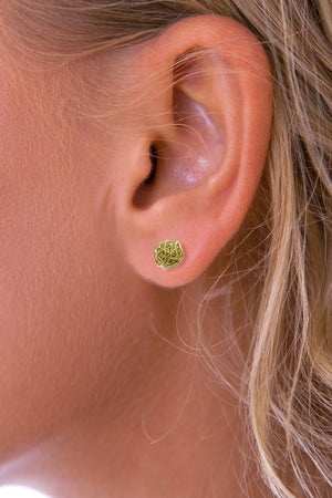 Gold Round Nest Stud Earring