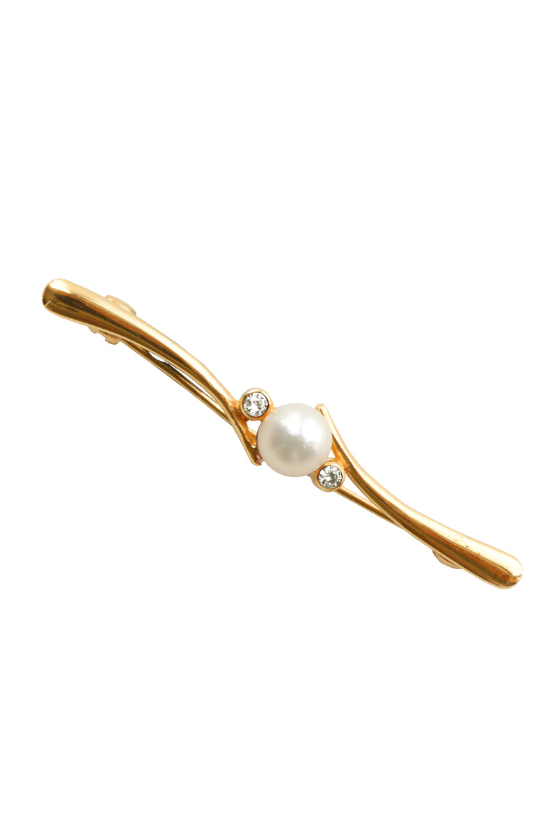 9ct Gold Bar Brooch with Pearl/Diamond