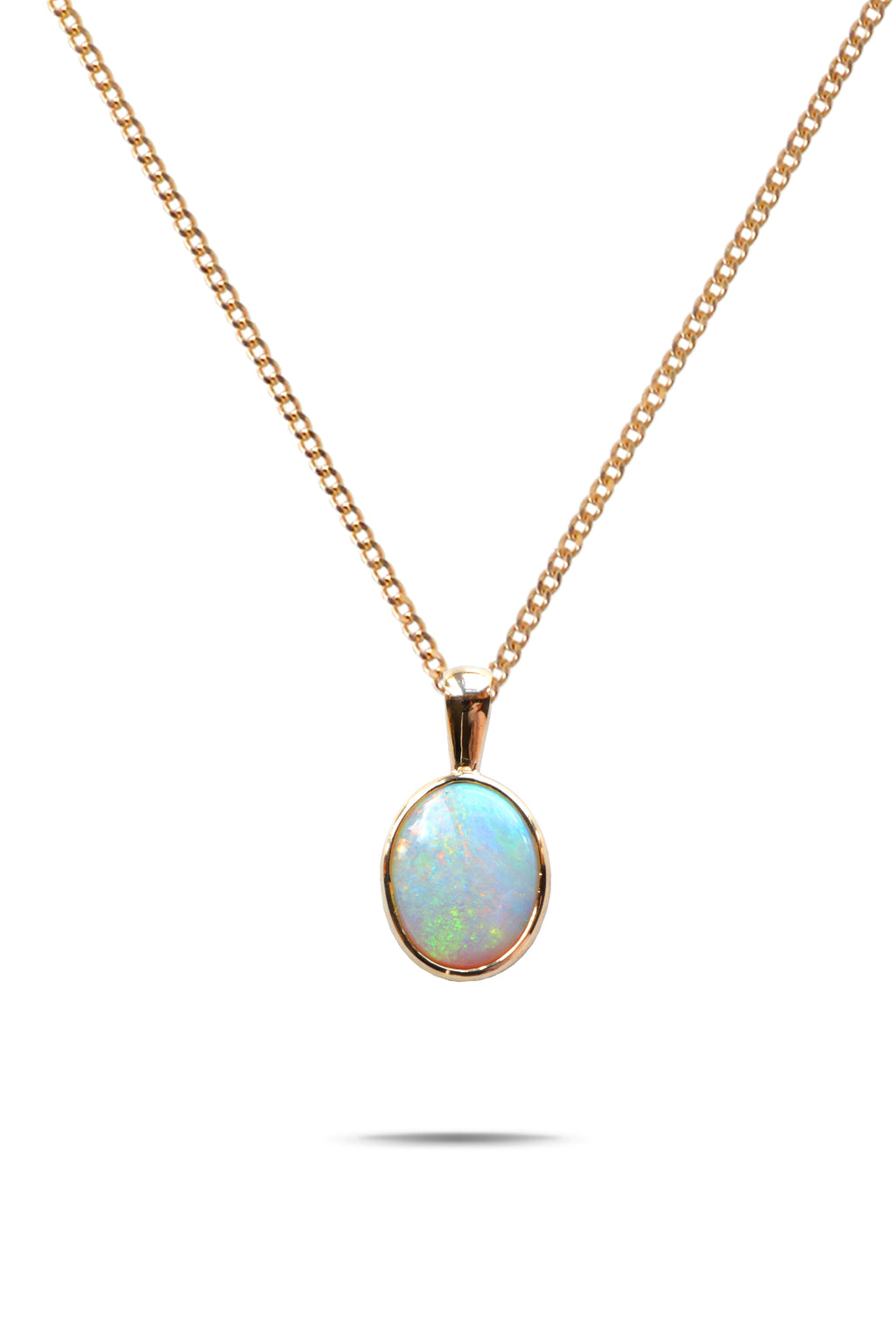 Medium Opal Gold Pendant & Chain