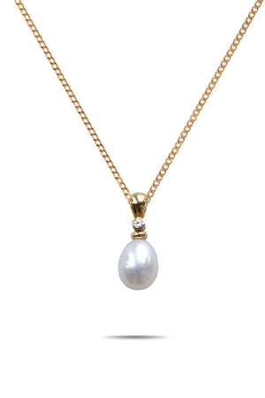 9ct Gold Diamond & Freshwater Pearl Pendant
