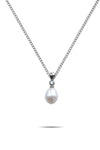 White Gold Diamond and Freshwater Pearl Pendant