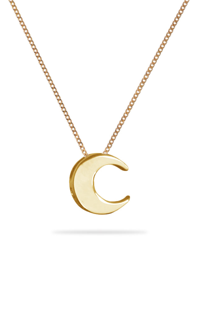 Crescent Moon Shaped Diamond Pendant Necklace 14k Yellow Gold 0.13ct -  AD2460