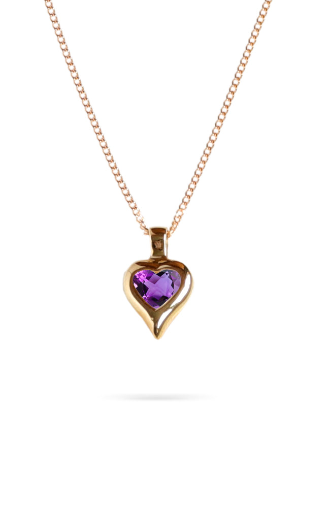 Gold Heart Pendant with Amethyst | Nina B Jewellery