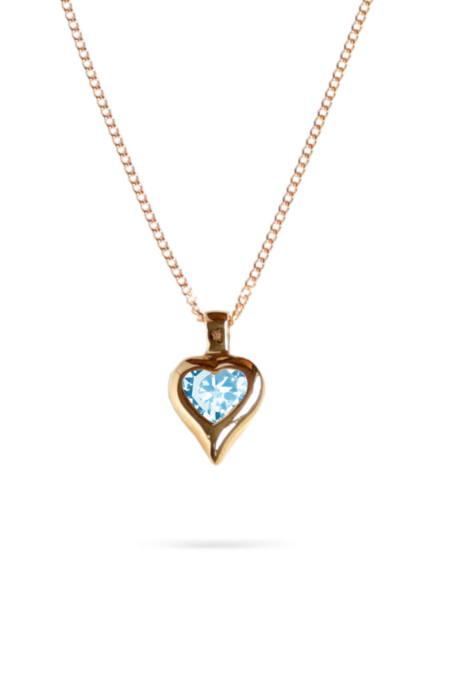 Gold Heart Pendant with Blue Topaz | Nina B Jewellery