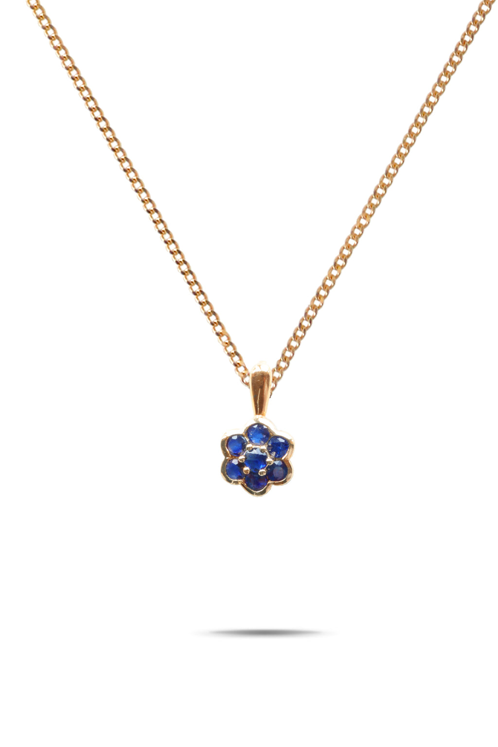 9ct Gold Sapphire Flower Pendant