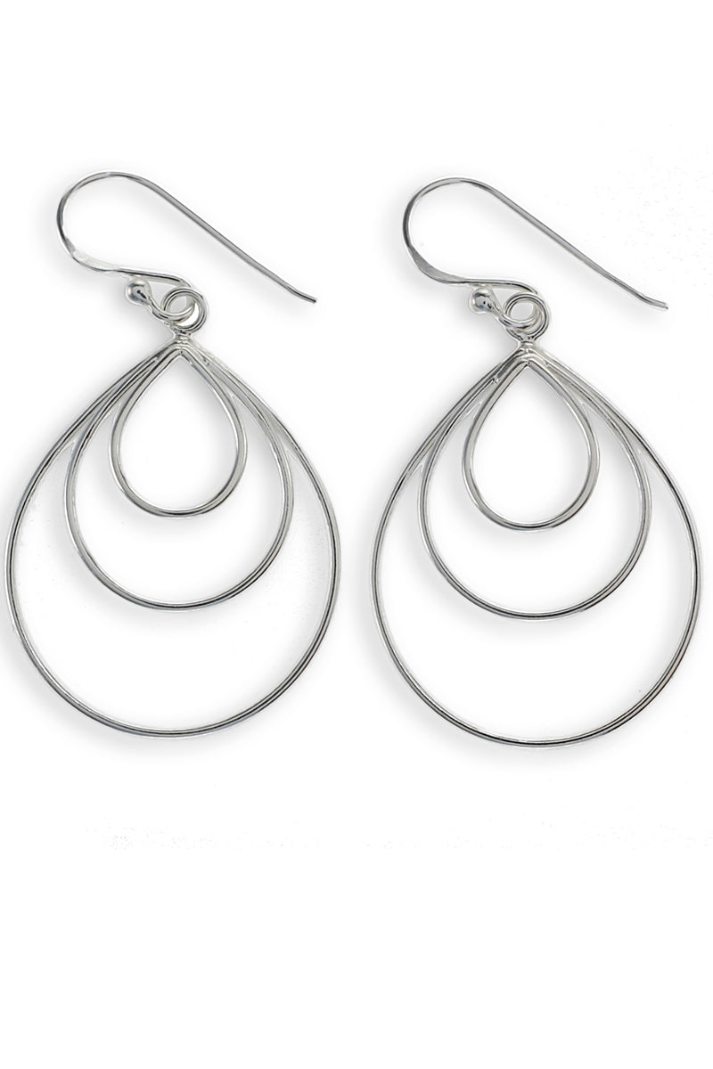 Silver Triple Drop Earrings