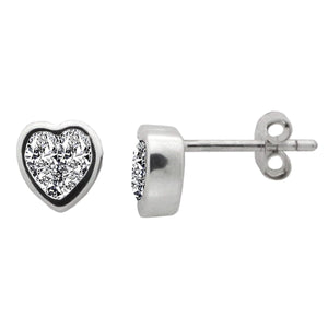 Silver heart CZ stud earrings | Nina B Jewellery