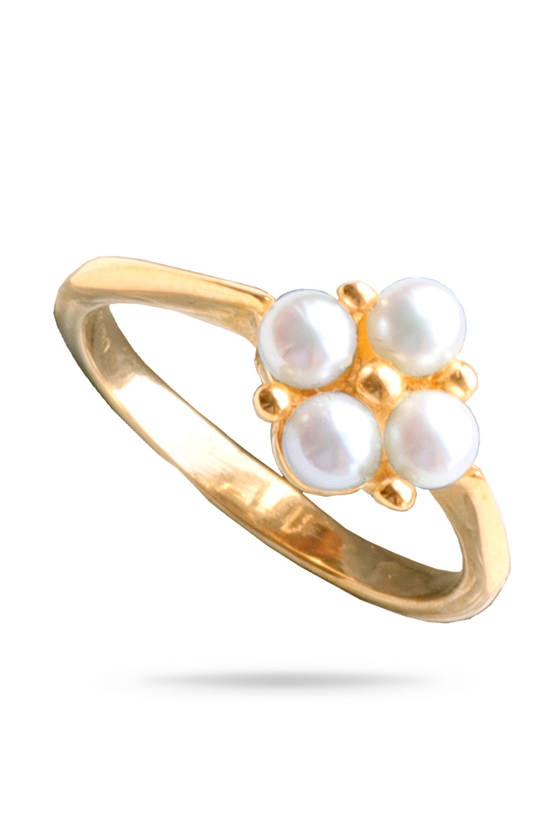 9ct Gold Pearl Quartet Ring