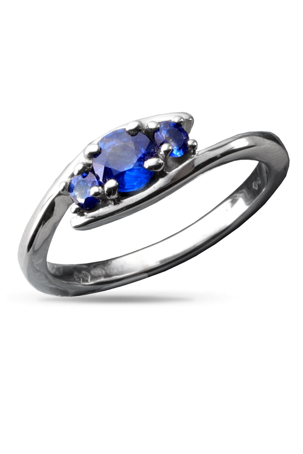 9ct White Gold Ring 3 Sapphires