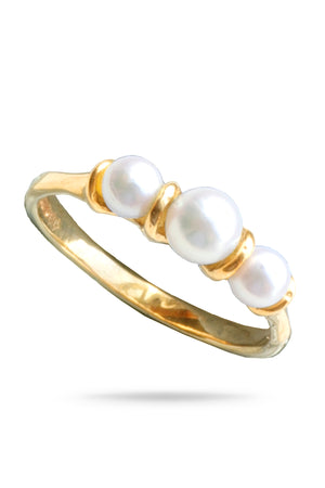 9ct Gold Pearl Trio Ring