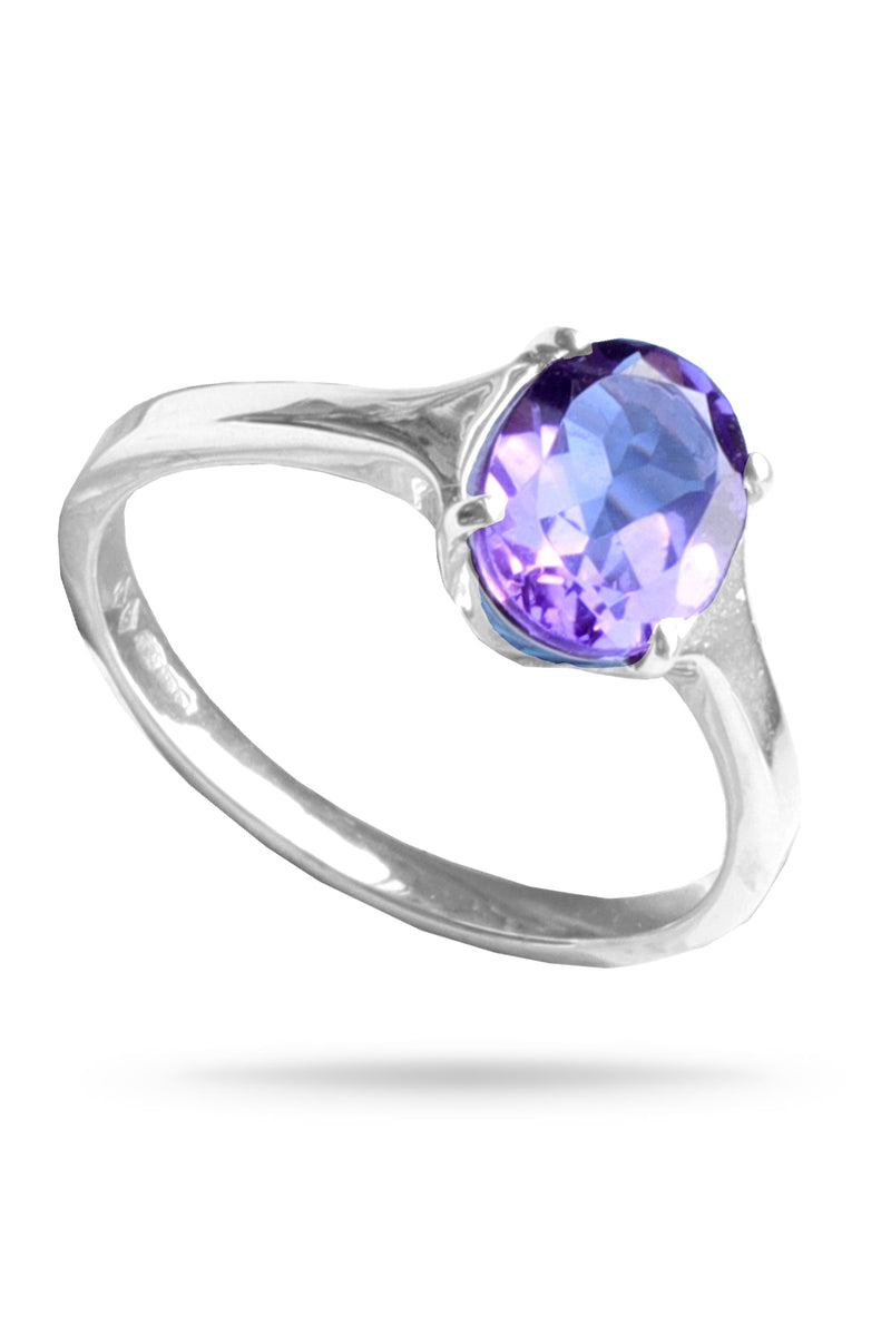9ct White Gold Amethyst Oval Ring