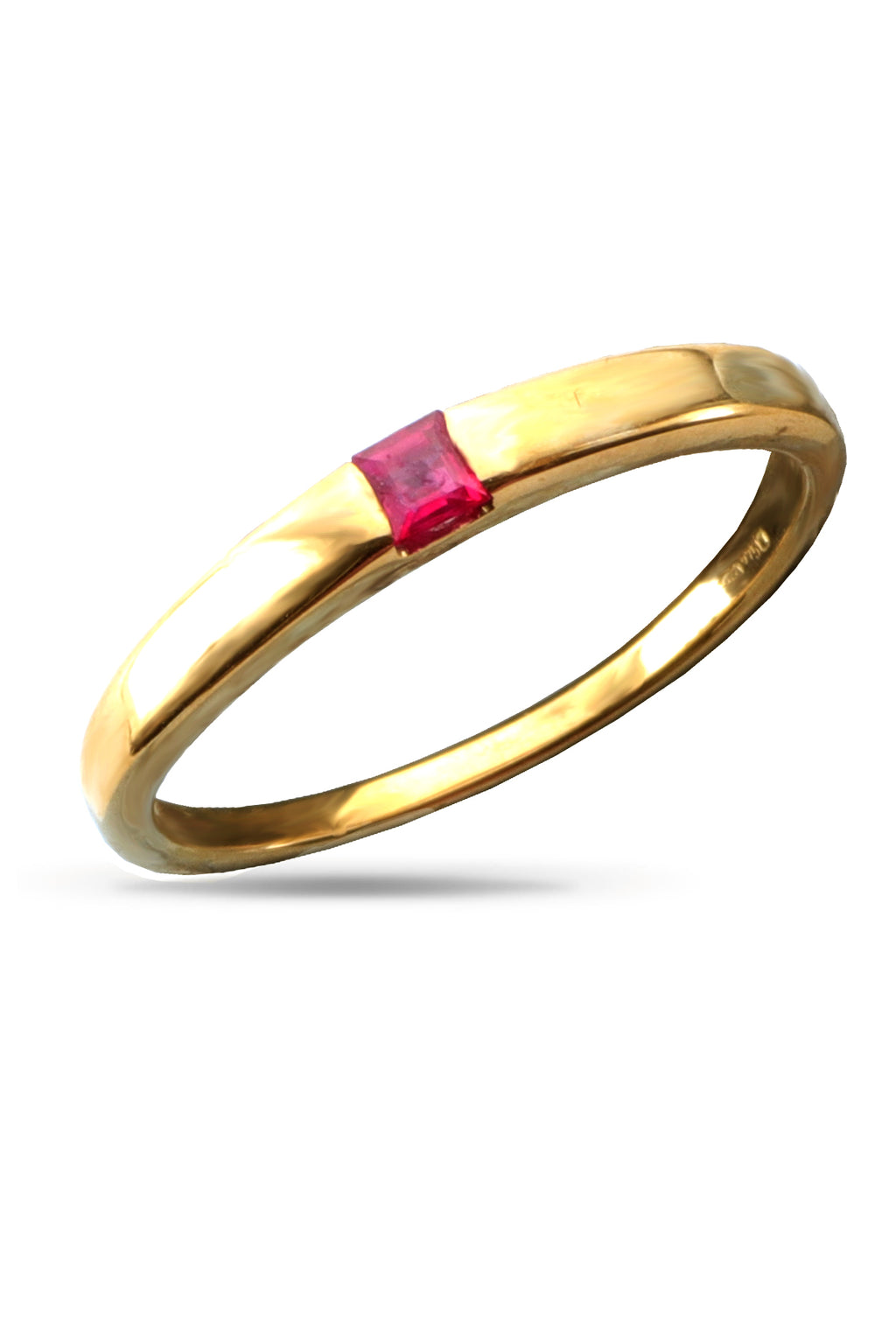 9ct Gold 2.5mm Square Ruby Ring