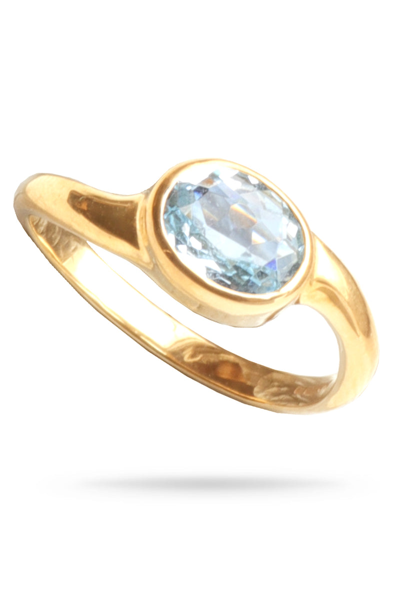 Oval Blue Topaz Gold Ring