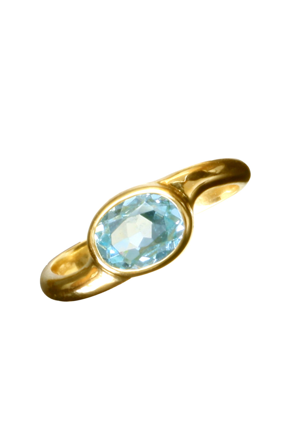 Oval Blue Topaz Gold Ring / Nina B Jewellery