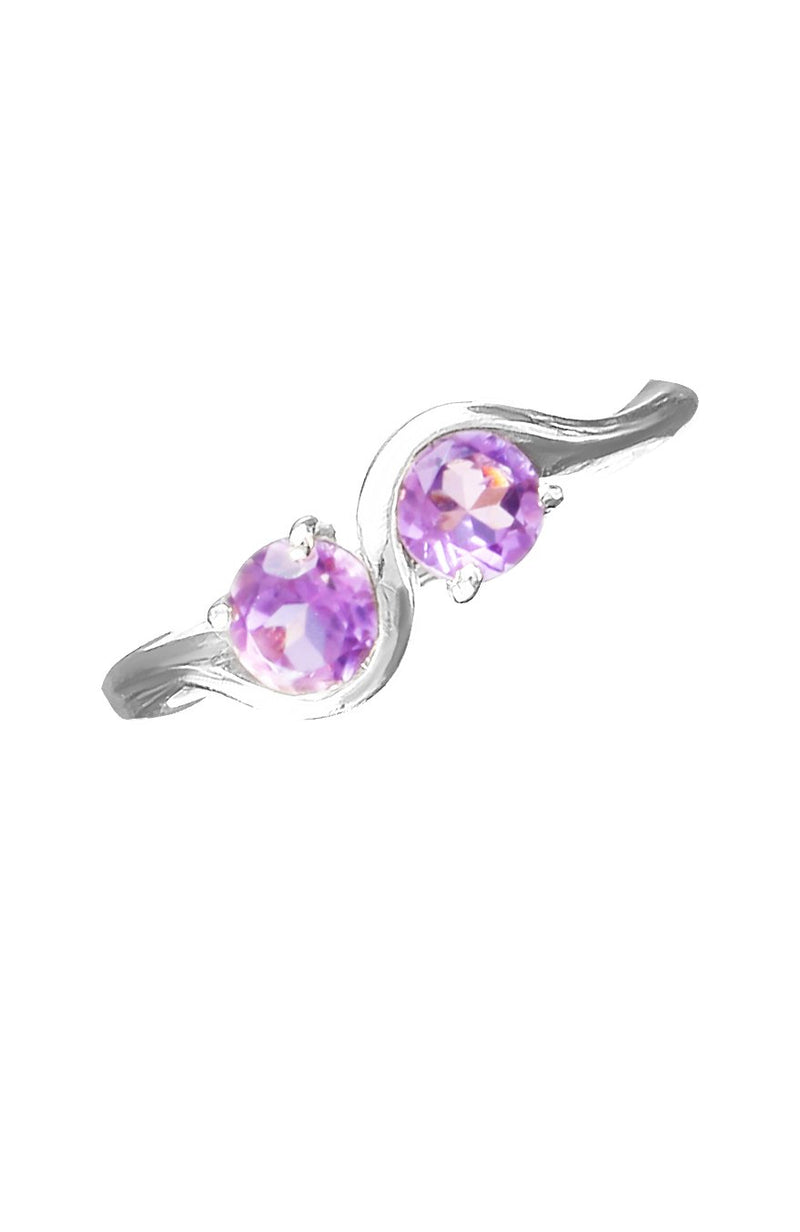 Twin Amethyst Stones White Gold Ring