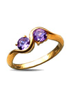 Twin Amethyst Stones Gold Ring