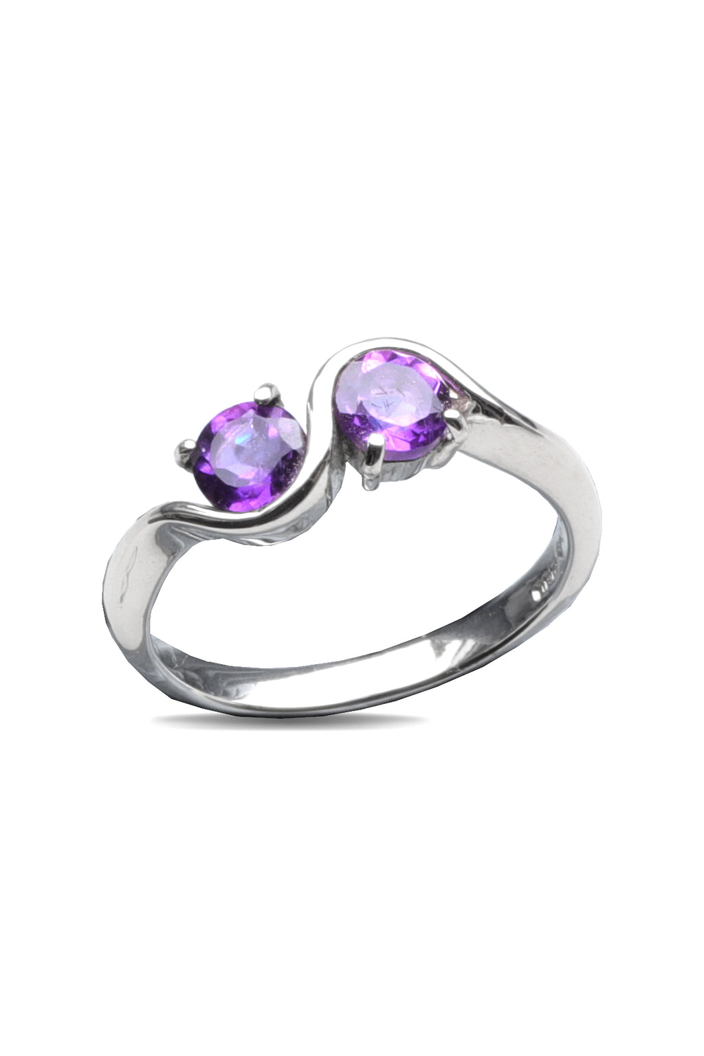 Twin Amethyst Stones White Gold Ring