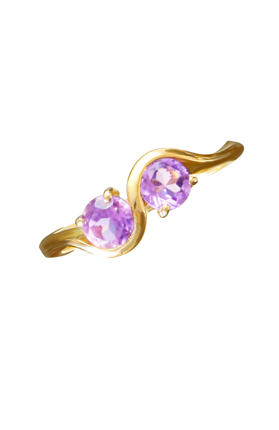 Twin Amethyst Stones Gold Ring