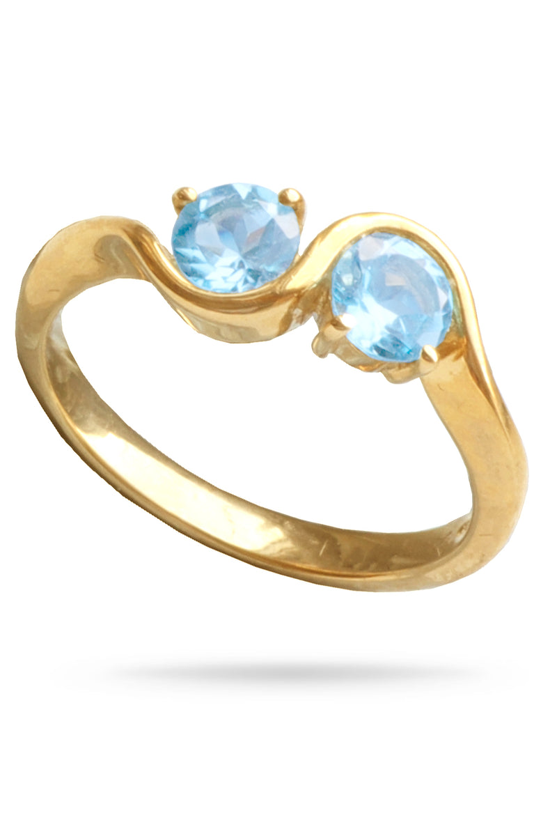 Twin Blue Topaz 9ct Gold Ring