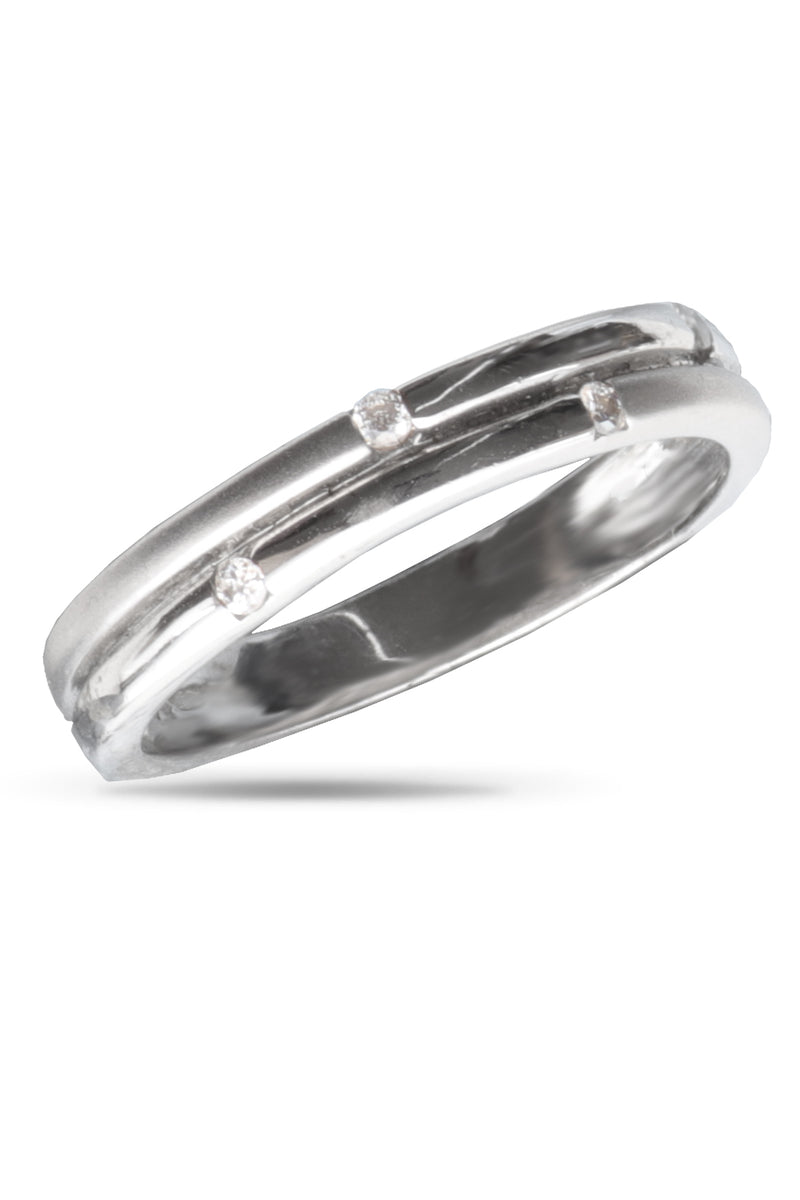 9ct White Gold Double Band Diamond Ring