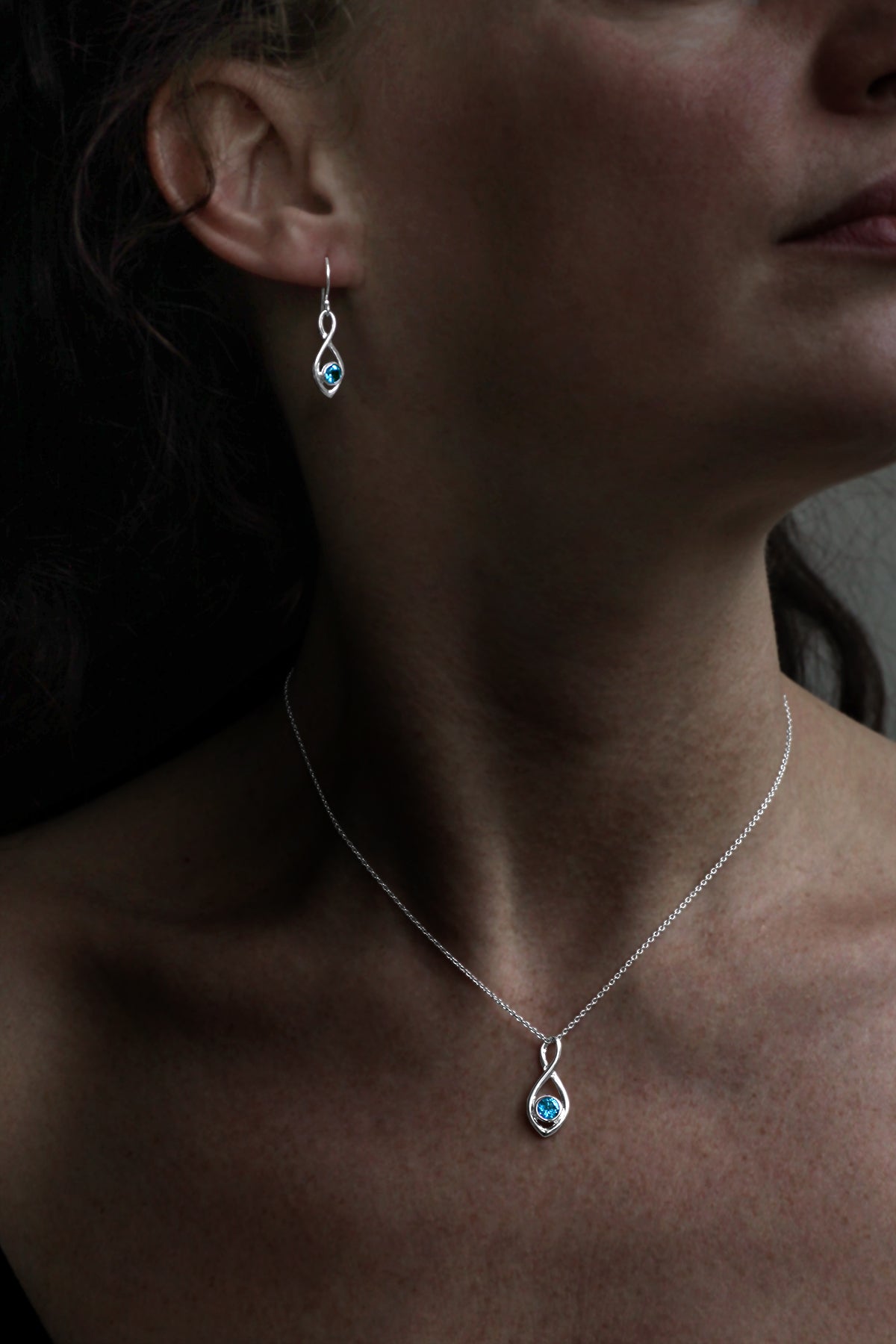 Blue topaz teardrop necklace - TigerLily Jewellery