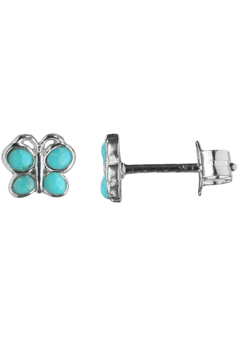 Silver Turquoise butterfly stud earrings