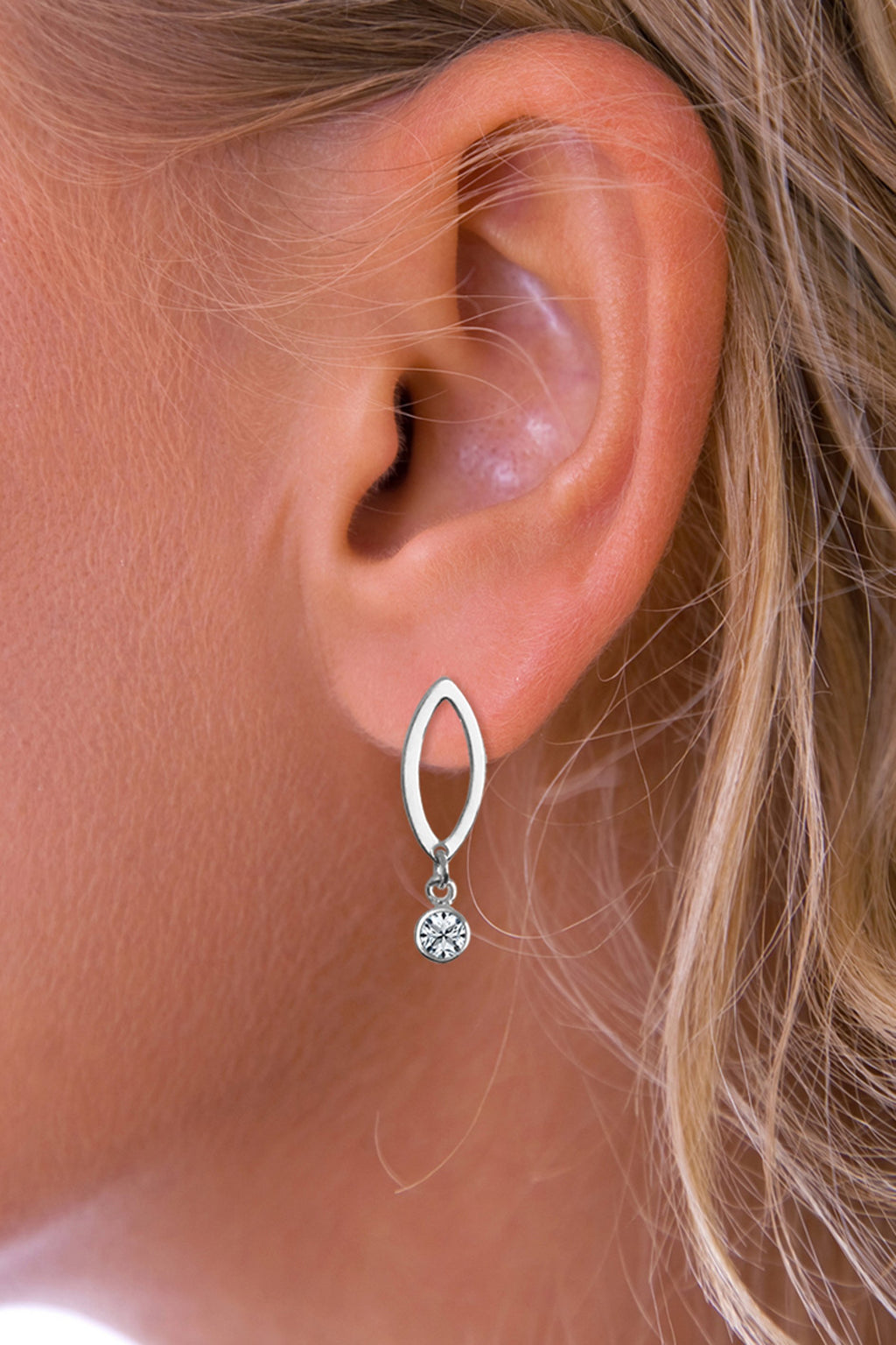 Silver Drop Crystal Earrings
