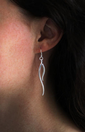 Silver two-strand drop earrings