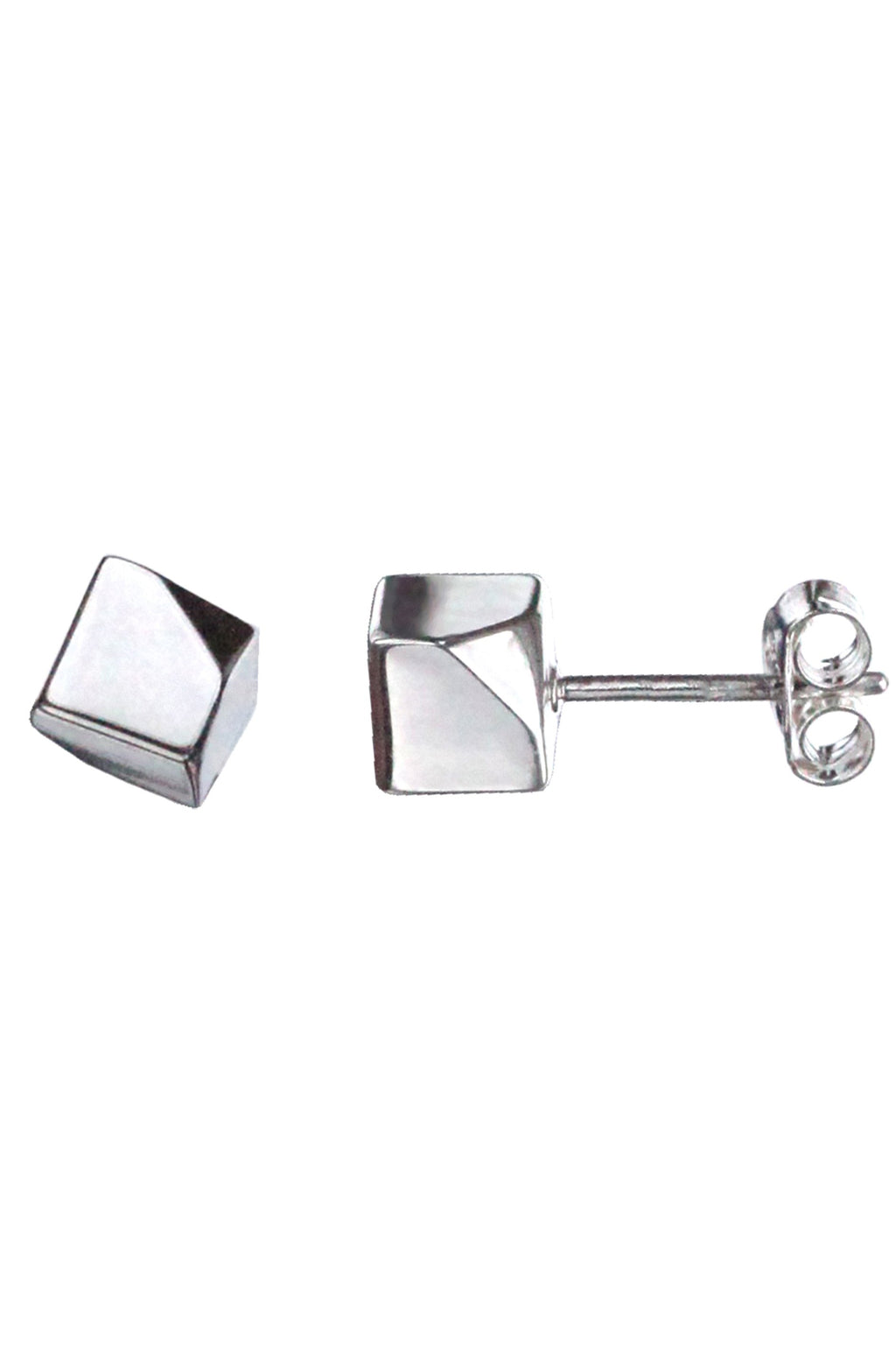 Silver cube stud earrings / Nina B Jewellery